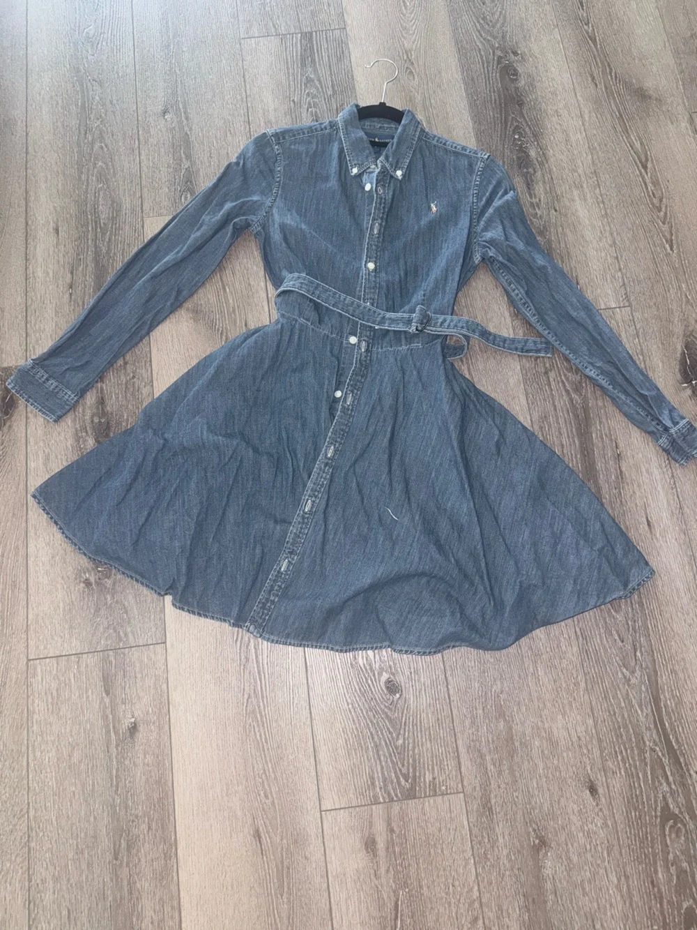 Ralph Lauren Girls Denim Belted Shirt Dress in Indigo